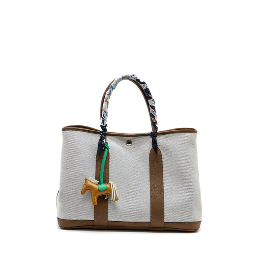 Hermes Garden Party 36 Negonda/Canvas Ecru/Alezan/Blue Bill SHW Stamp Z