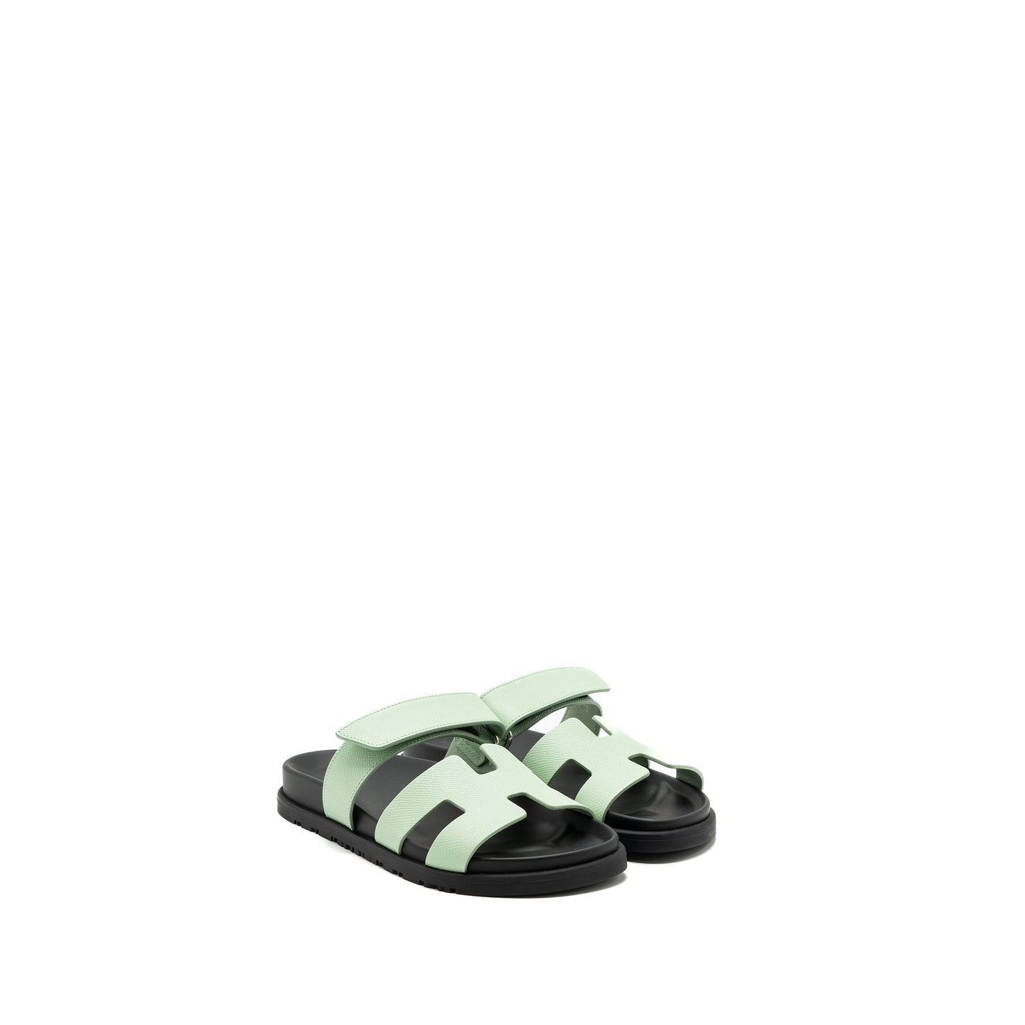 Hermes Size 37.5 Chypre Sandals Epsom Vert Jade