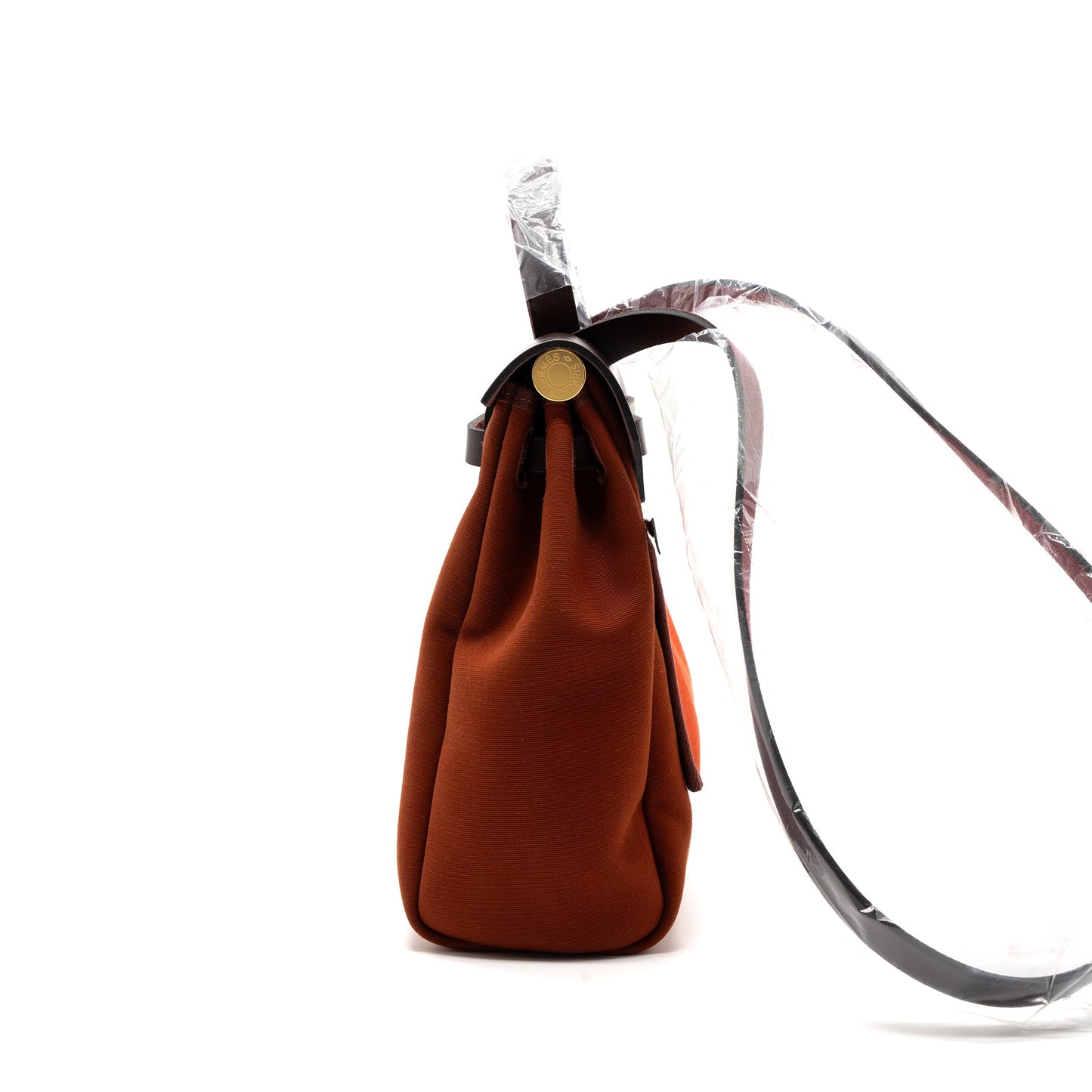 Hermes herbag zip 31 bag canvas / hunter leather Cuvier / orange Mecano/ rouge sellier GHW stamp B