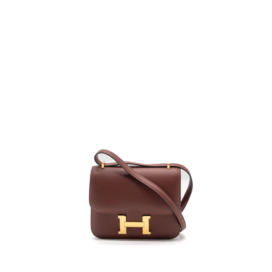 Hermes Mini Constance Evercolour Rouge H GHW Stamp Z