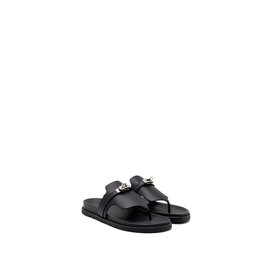 Hermes Size 39 Empire Sandals Calfskin Black SHW