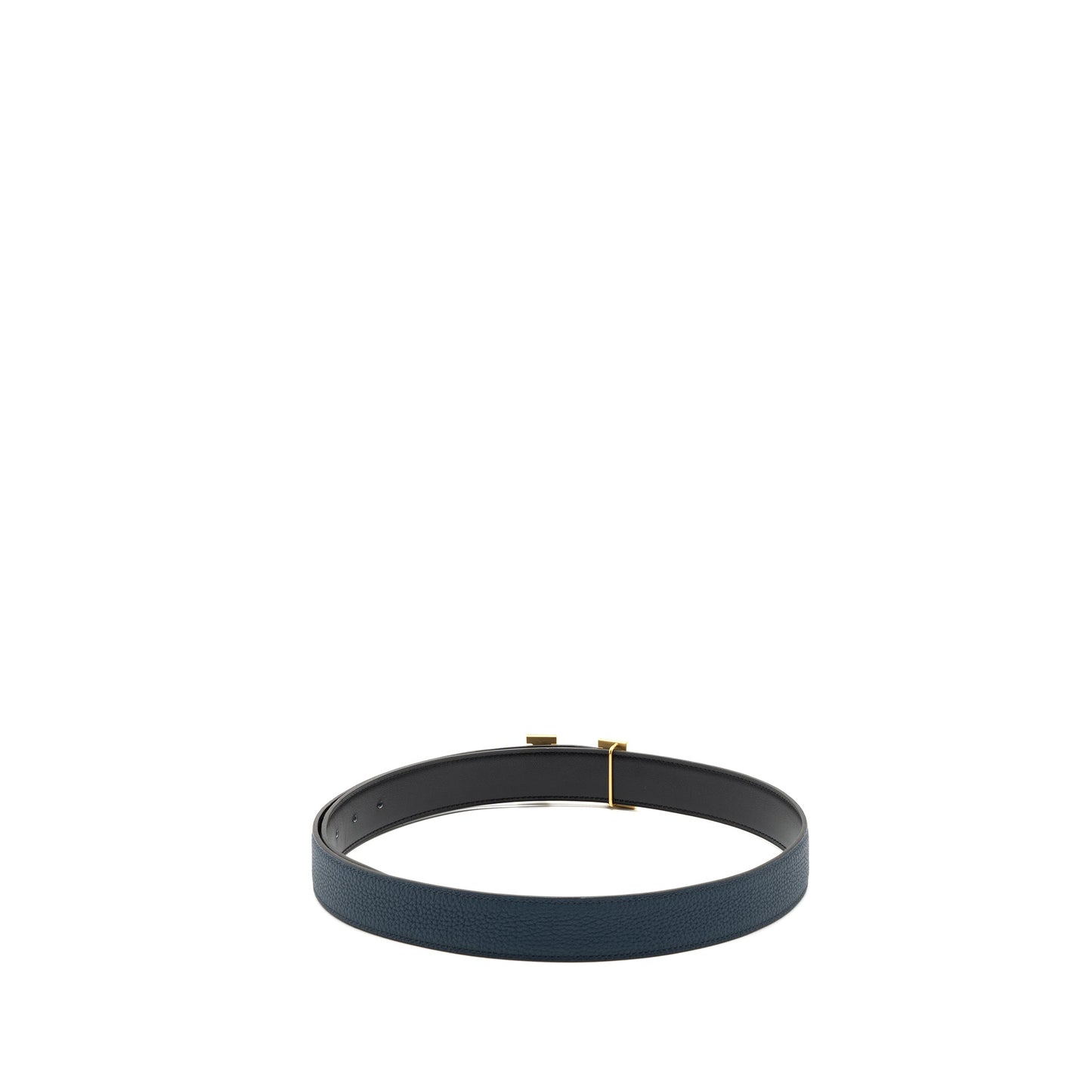 Hermes size 95 32mm double side belt with limited H buckle dark blue / black GHW stamp D