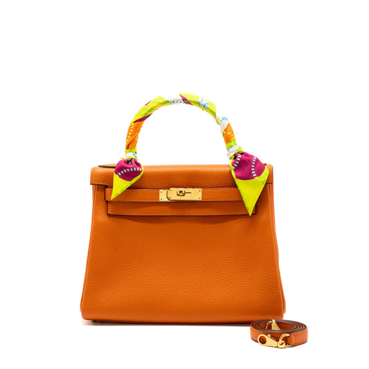 Hermes kelly 28 clemence leather 93 orange GHW stamp X