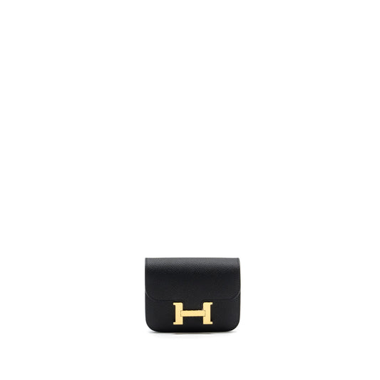 Hermes Constance Slim Wallet Epsom Black GHW Stamp U