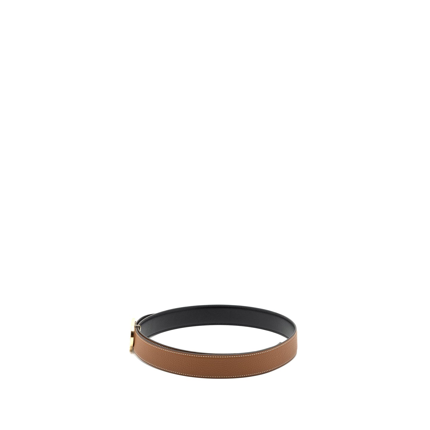 Hermes size 90 32mm double side belt with limited edition buckle gold / black GHW stamp Y