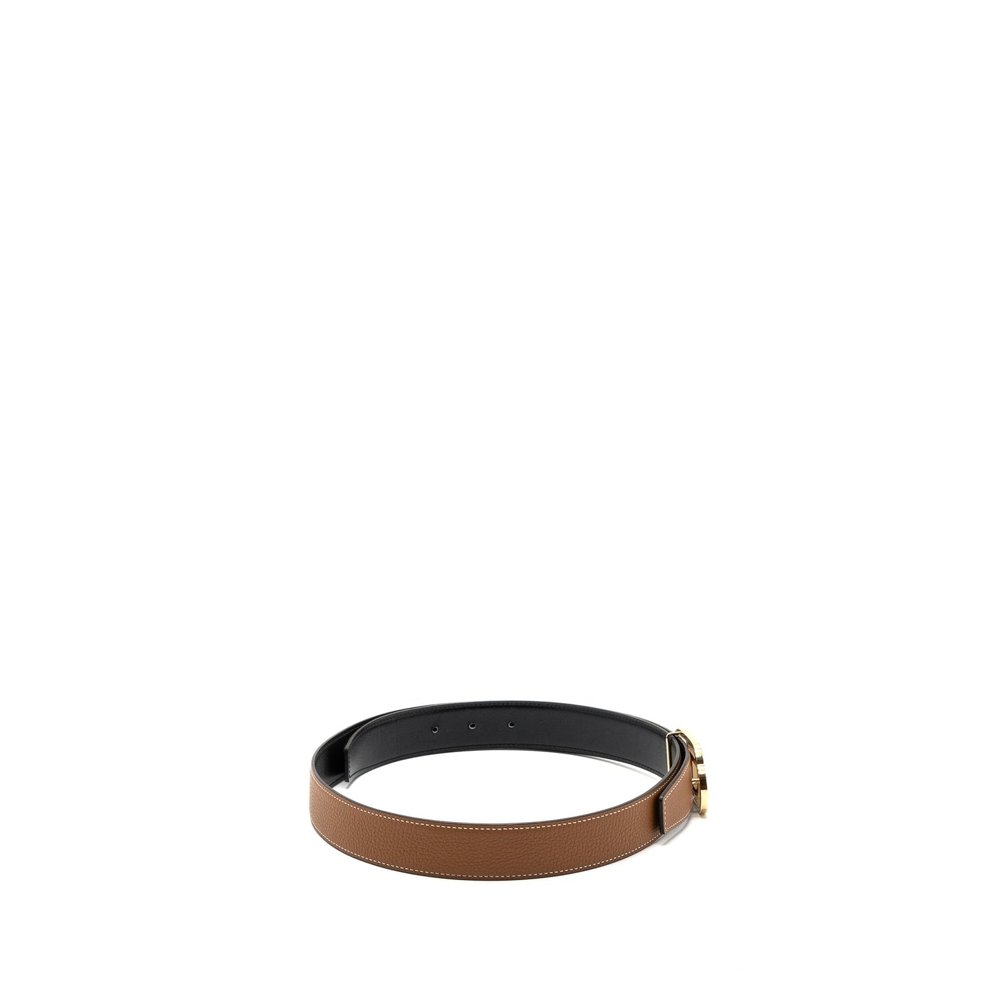 Hermes size 90 32mm double side belt with limited edition buckle gold / black GHW stamp Y