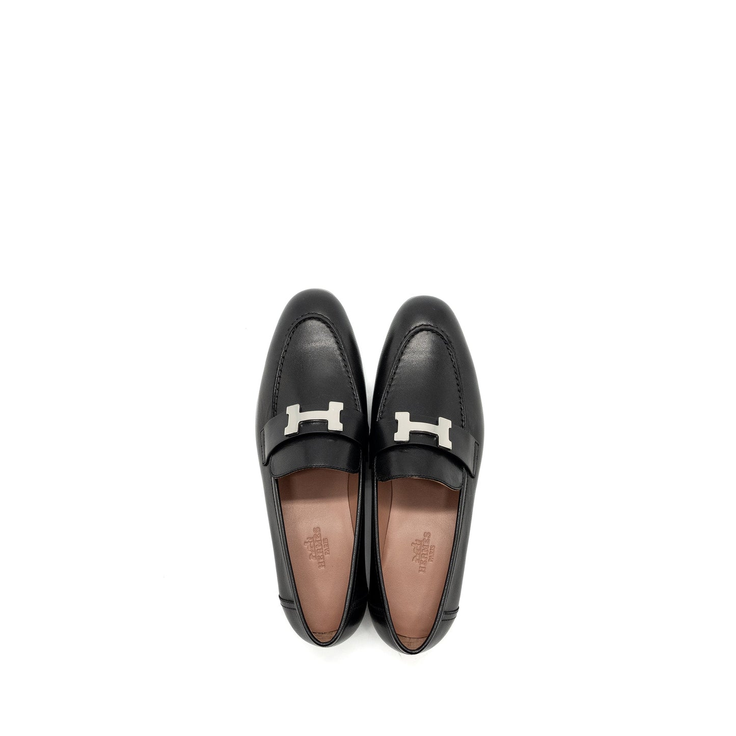 hermes size 37 Paris loafer goatskin black SHW
