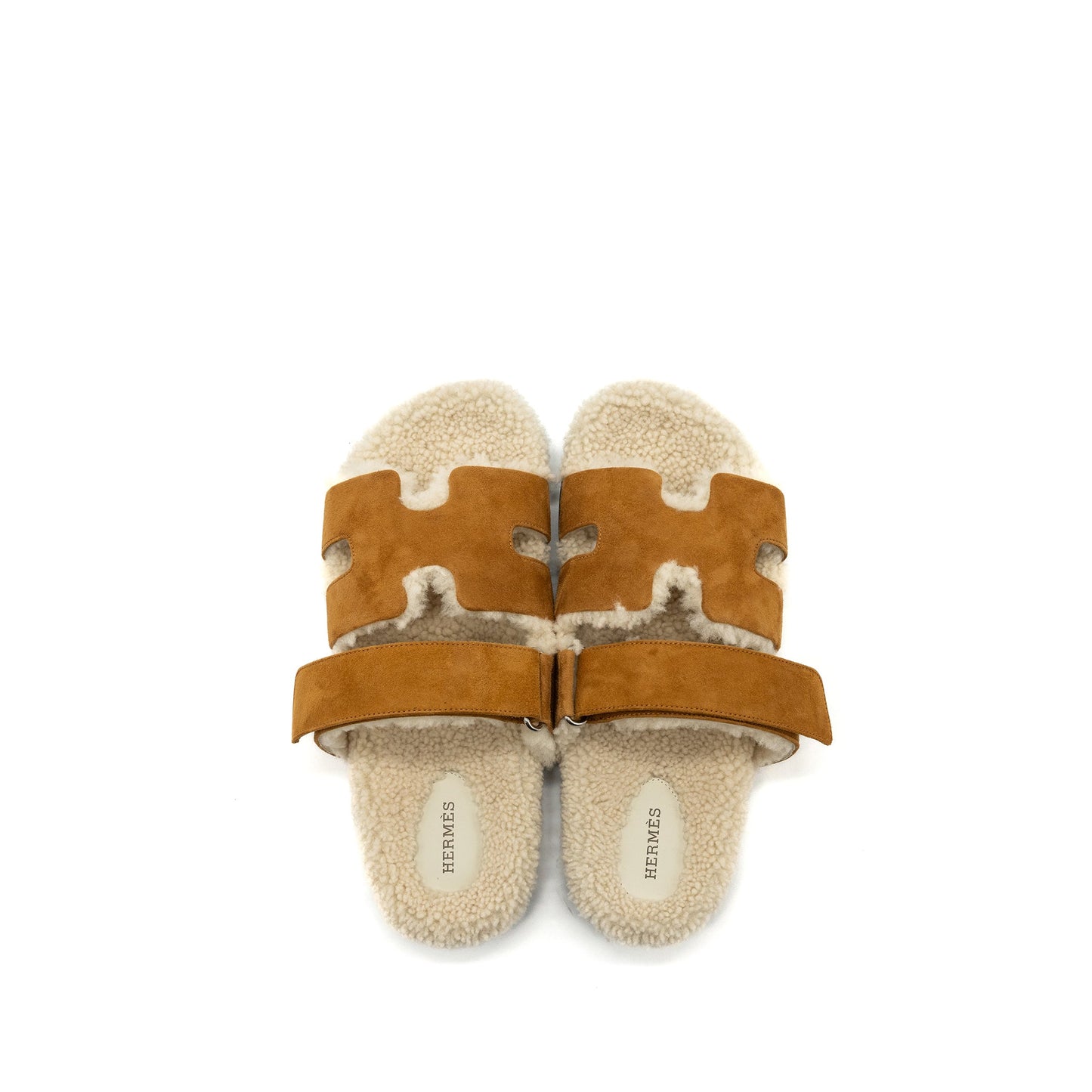 Hermes size 41 chypre sandal calfskin / shearling gold