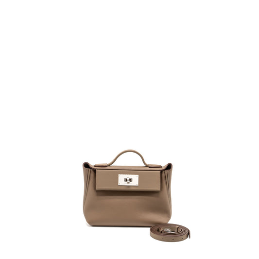 Hermes mini 24/24 2424-21 bag evercolor Etoupe SHW stamp B
