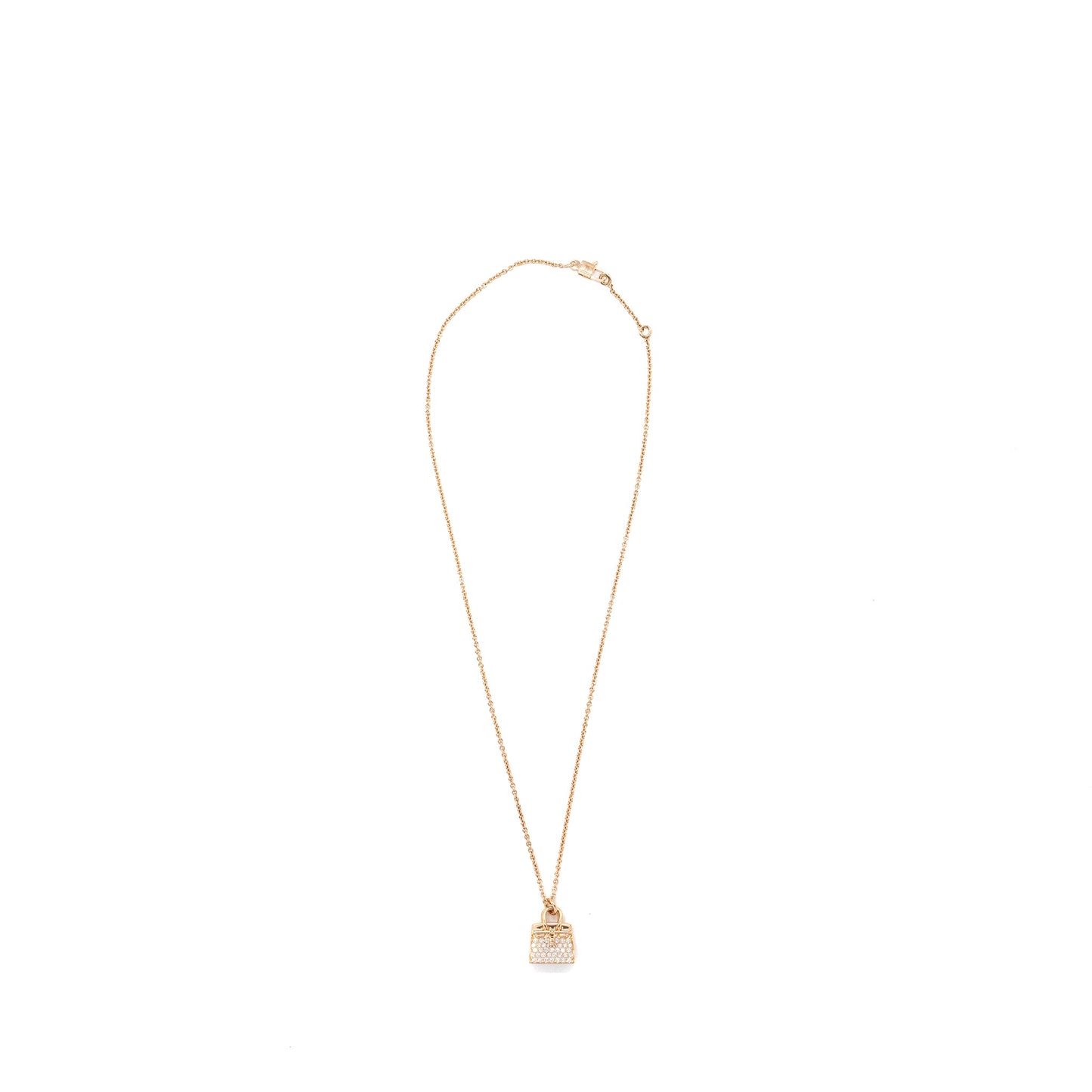 Hermes amulettes birkin pendant rose gold diamonds