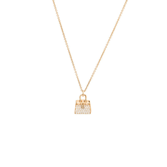 Hermes amulettes birkin pendant rose gold diamonds