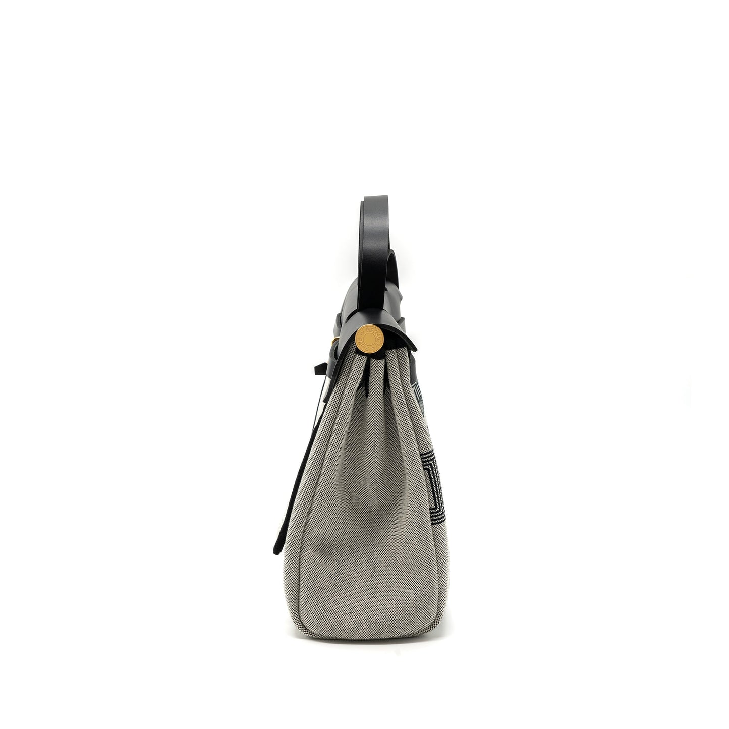 Hermes herbag 31 zip bag Toile H Plume canvas / hunter leather black / ecru GHW stamp U