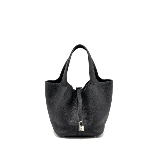 Hermes Picotin 22 Lock Bag Clemence Black SHW Stamp Y