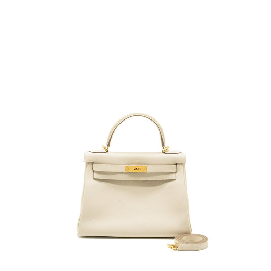 Hermes Kelly 28 Togo Craie GHW Stamp Y