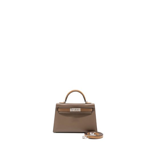 Hermes Mini Kelly II Epsom Etoupe/Alezan/Biscuit SHW Stamp Z