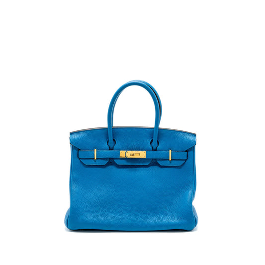 Hermes birkin 30 togo blue Zanzibar GHW stamp A