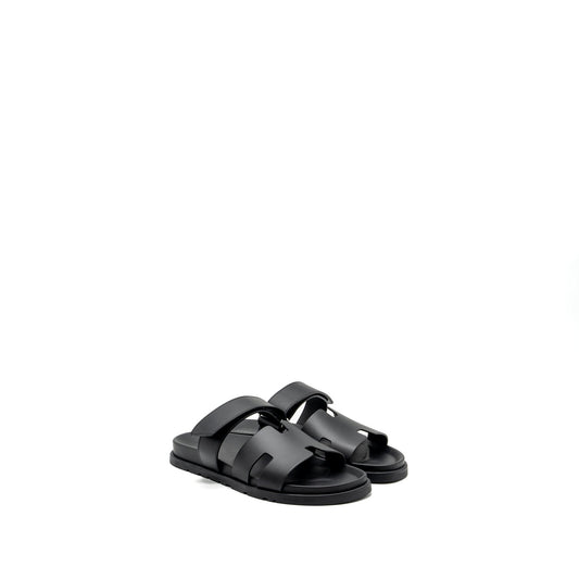 Hermes Size 44 Chypre Sandals Calfskin Black