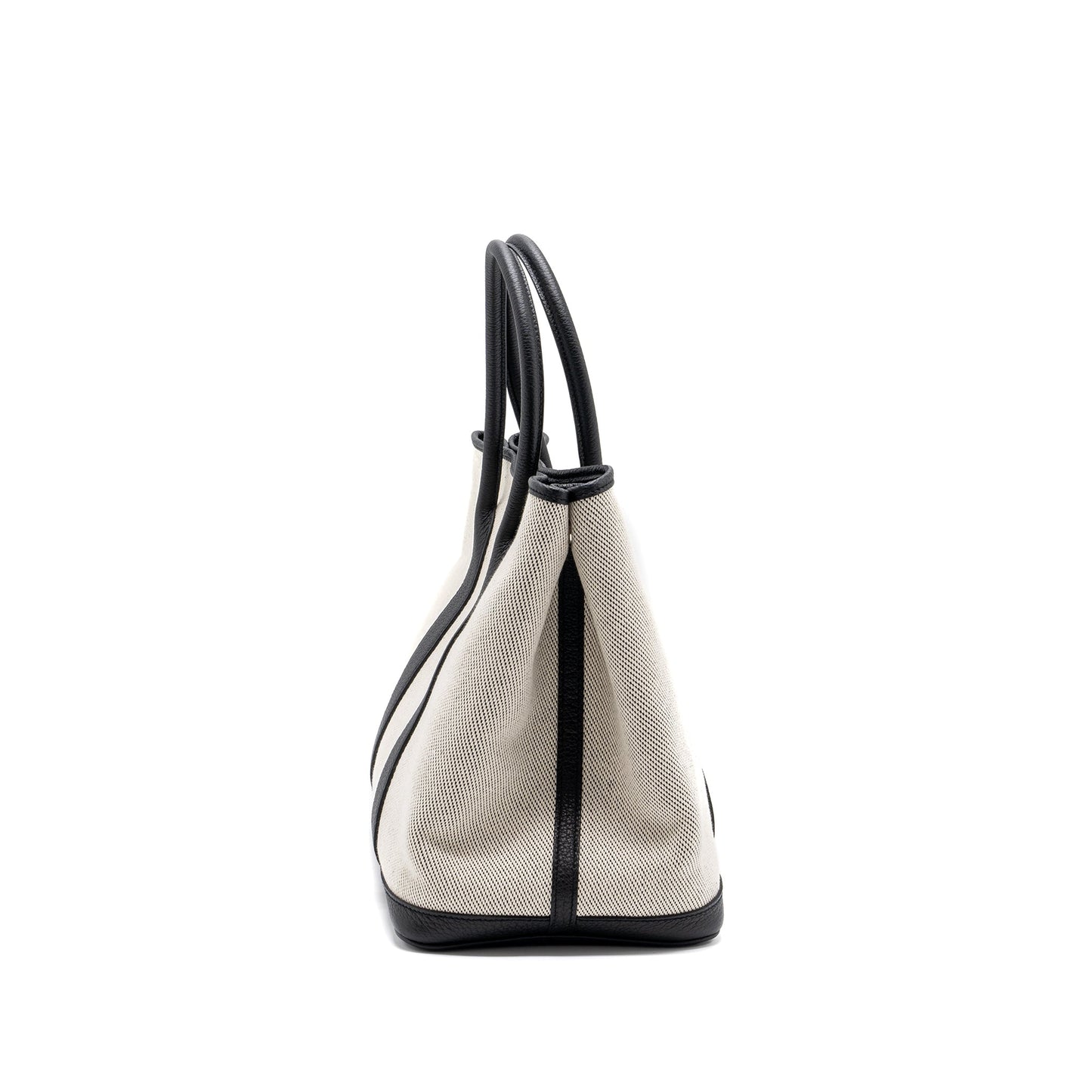 Hermes Garden Party 36 Canvas/ Leather Black / White SHW Stamp Z