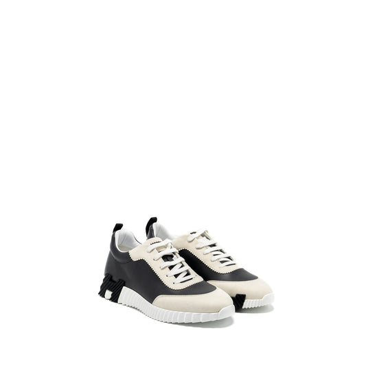 Hermes size 41 men’s bouncing sneakers leather Black/ white multicolour