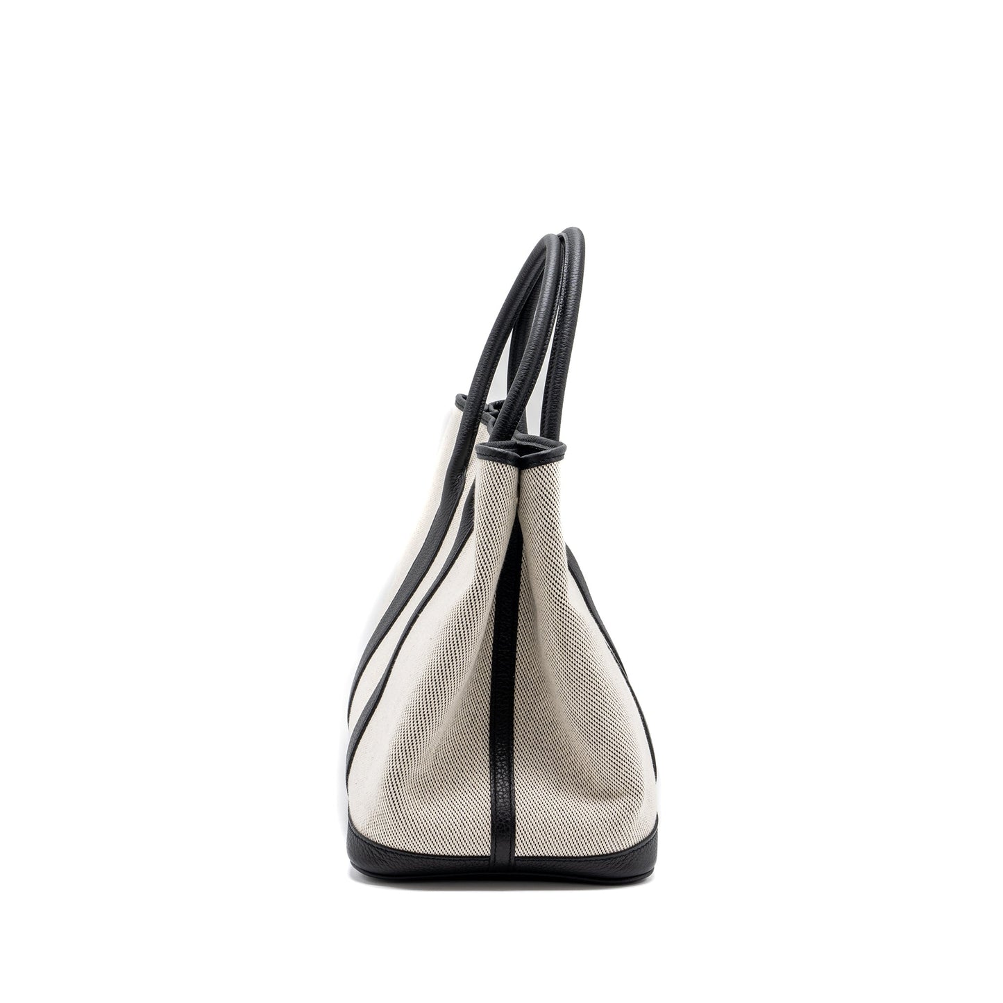 Hermes Garden Party 36 Canvas/ Leather Black / White SHW Stamp Z