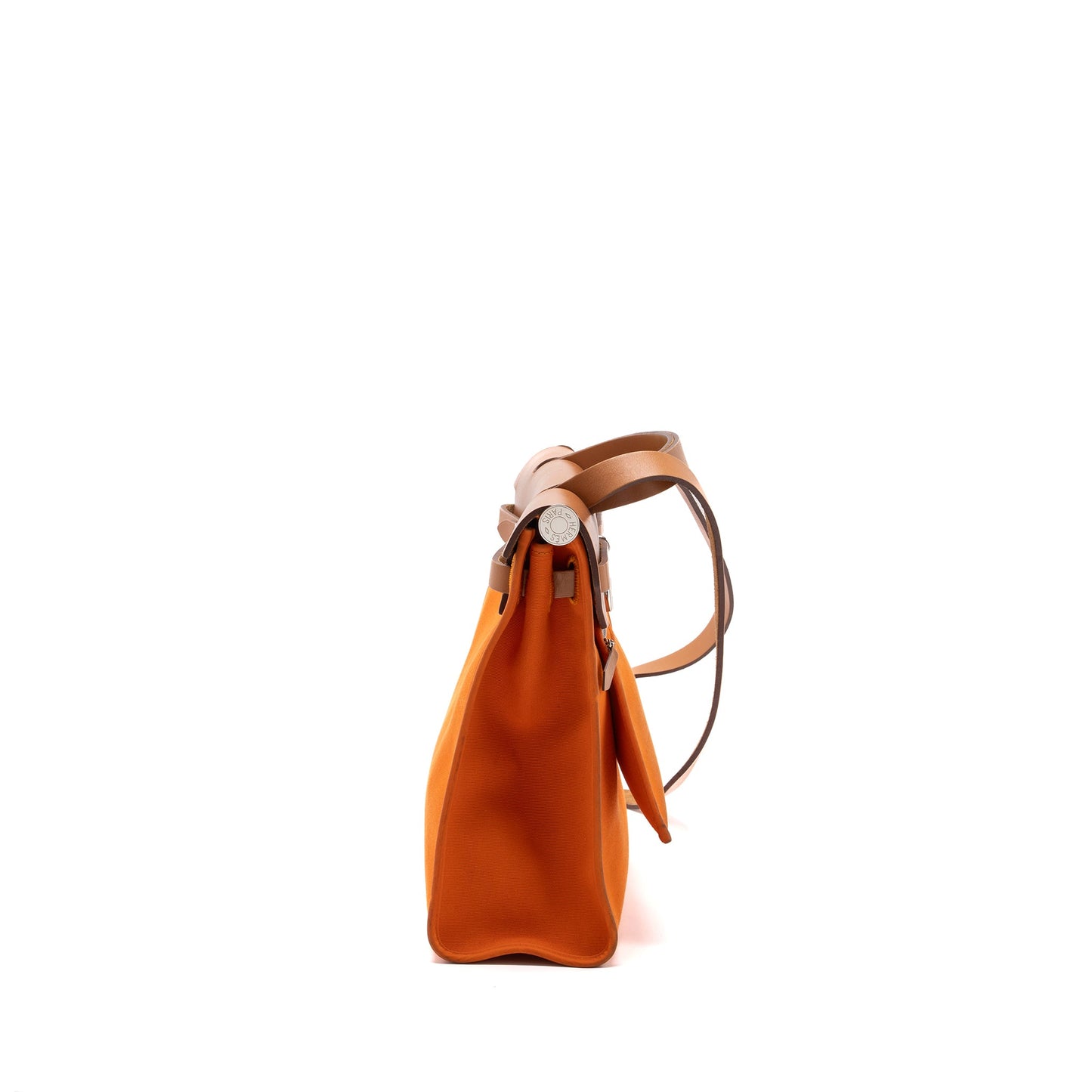 Hermes Herbag 31 Zip Bag Canvas/Hunter Orange SHW Stamp Square R