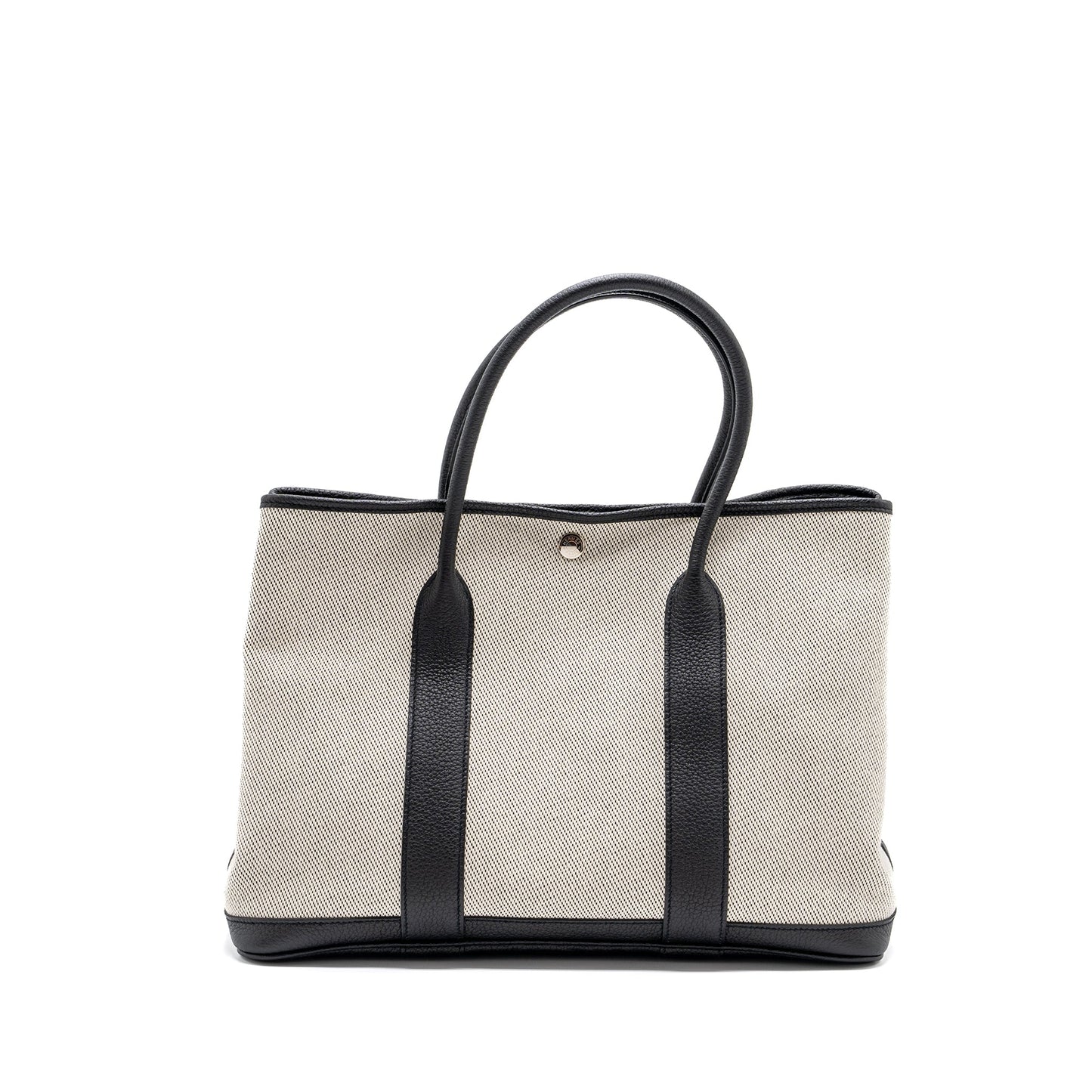 Hermes Garden Party 36 Canvas/ Leather Black / White SHW Stamp Z