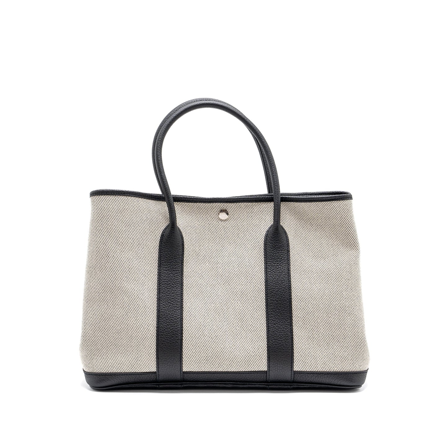 Hermes Garden Party 36 Canvas/ Leather Black / White SHW Stamp Z
