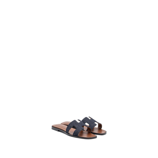 Hermes Size 36.5 Oran Sandals Bleu Brut