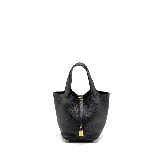 Hermes picotin 18 lock bag clemence black GHW stamp C