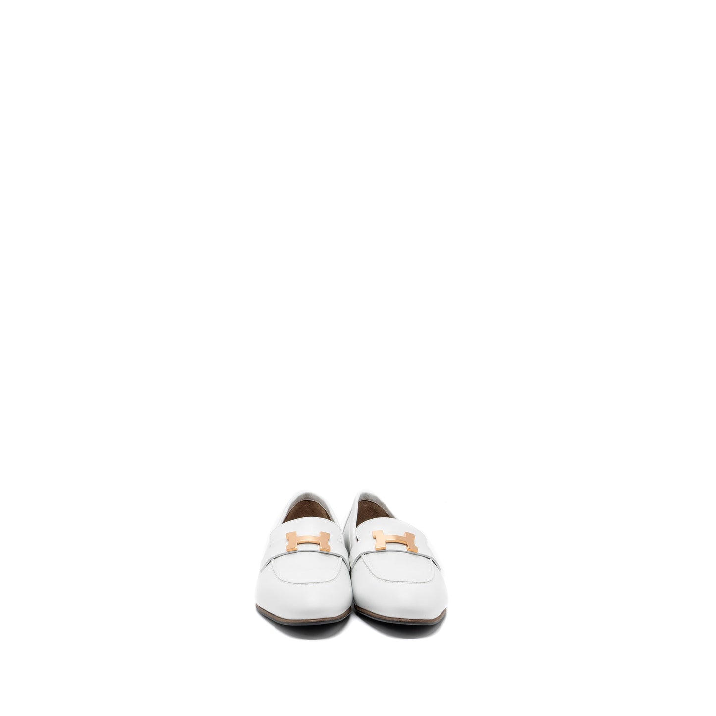 Hermes Size 37.5 Paris Loafer Calfskin White RGHW