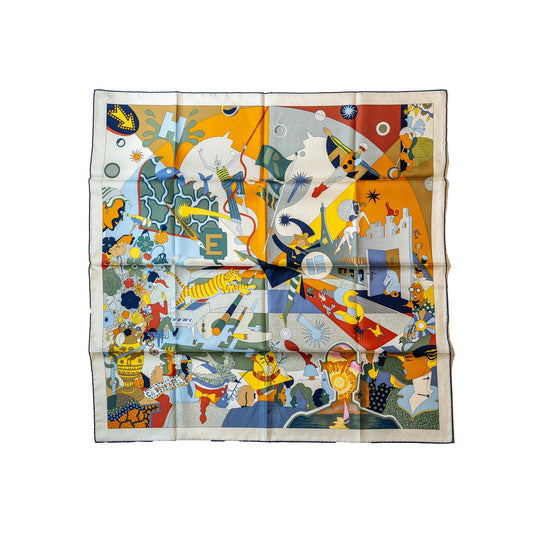 Hermes 90*90cm Silk Scarf Ca Decoiffei Multicolour