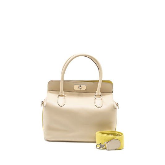 Hermes Toolbox 26 Clemence Craie/Jaune Poussin SHW Stamp Square Q