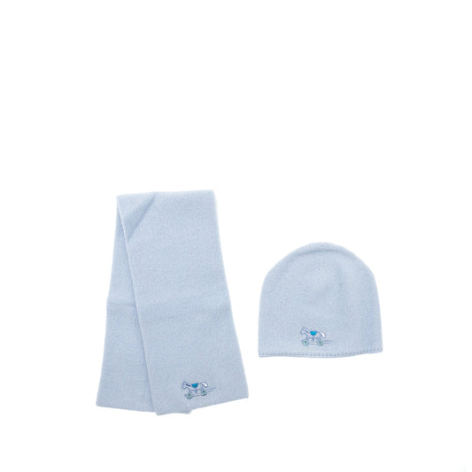 Hermes Baby Hat&Scarf Set Cashmere Light Blue