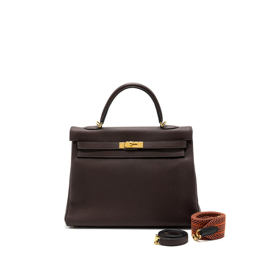 Hermes kelly 35 togo chocolate GHW stamp D