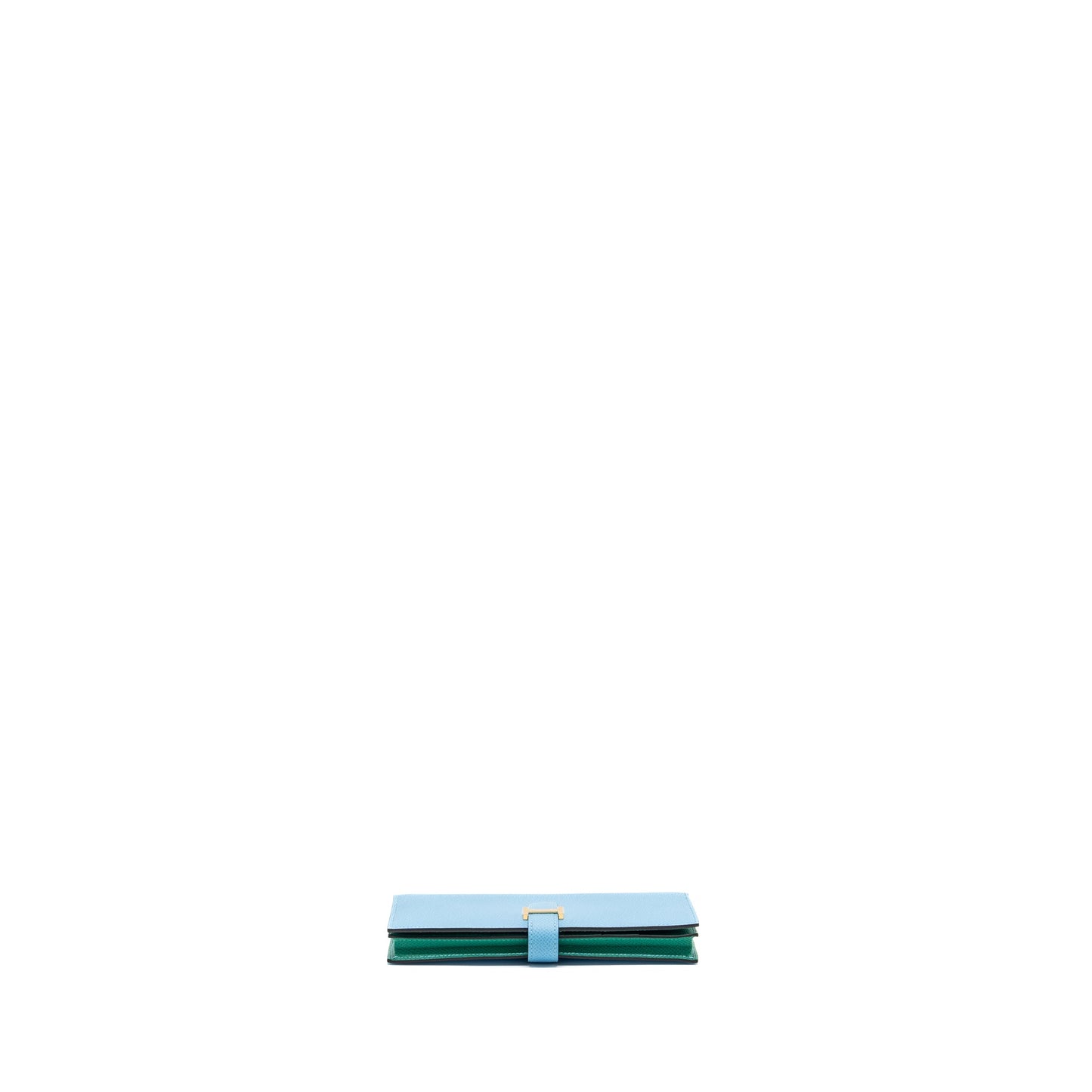 HERMES BEARN WALLET EPSOM BLUE/GREEN GHW STAMP U