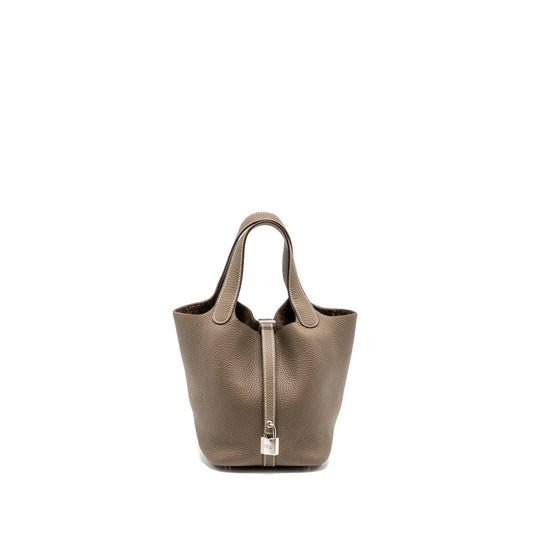 Hermes picotin 18 lock bag clemence Etoupe SHW stamp A