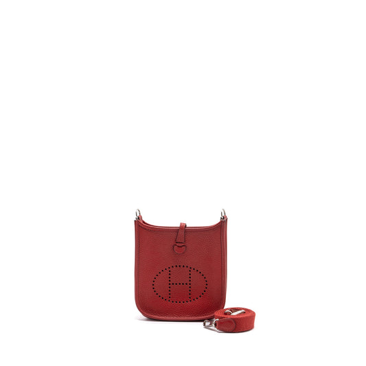 Hermes Mini Evelyne Clemence Red SHW Square O