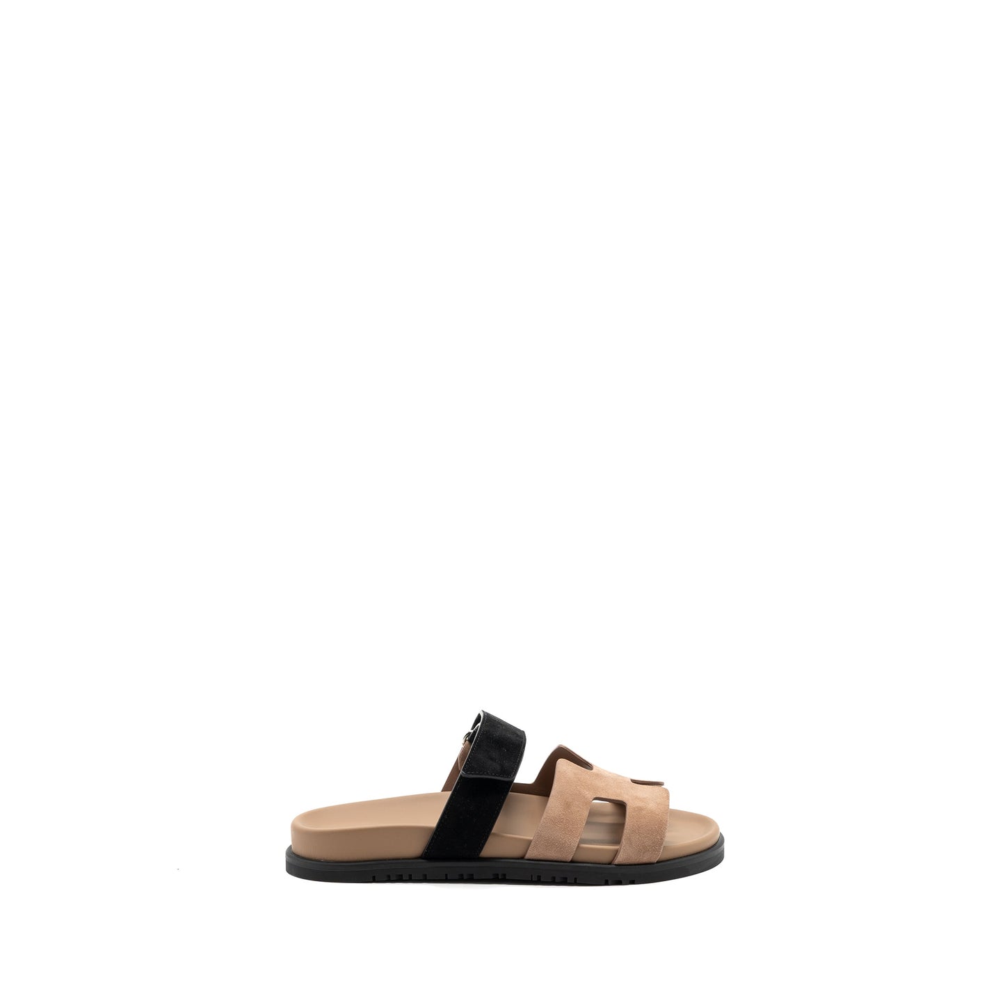 Hermes size38 chypre sandal suede leather rose perle / black