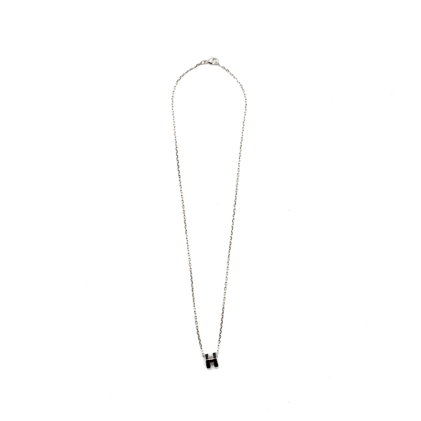 Hermes Mini Pop H Pendant Black SHW