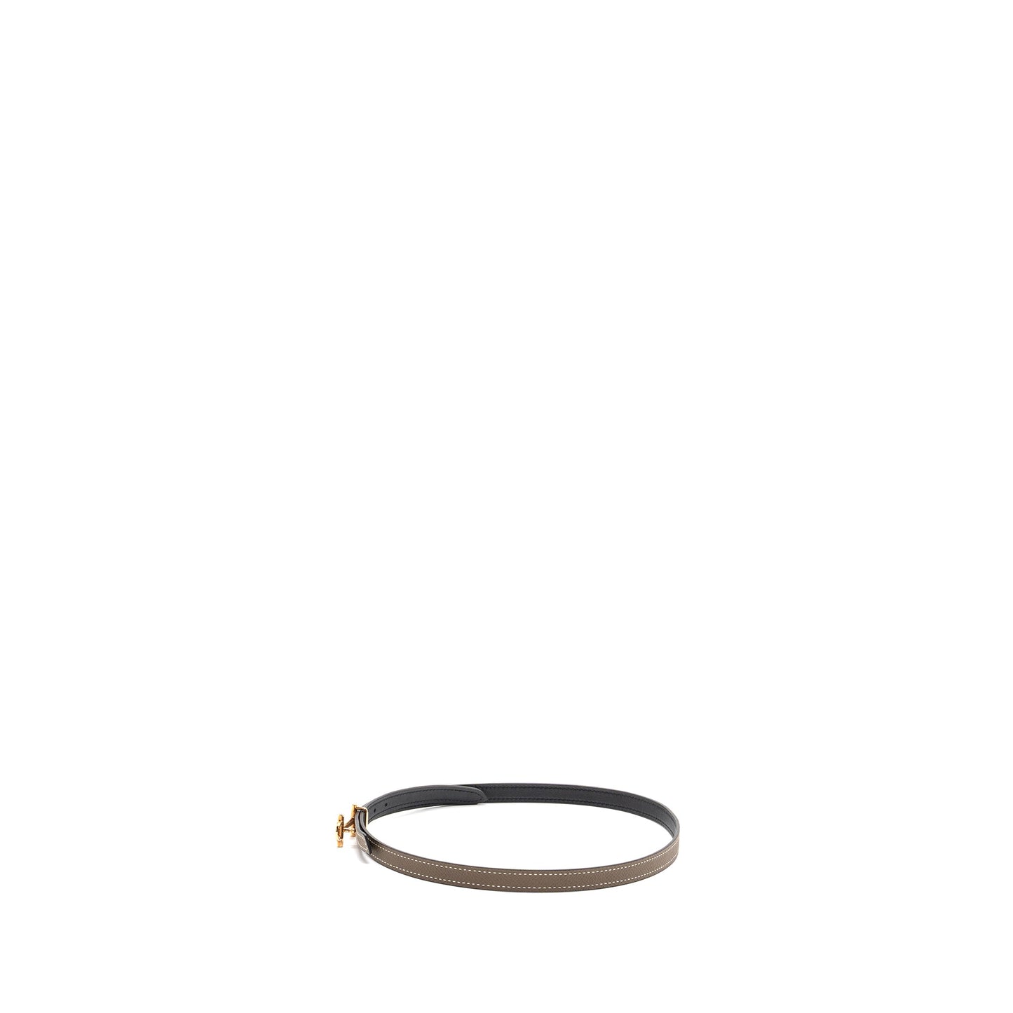 Hermes size 70cm Gamma belt buckle & Reversible leather strap 13 mm etoupe / black RGHW stamp C