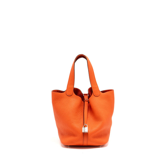 Hermes Picotin 22 Lock Bag Clemence Feu SHW Stamp A