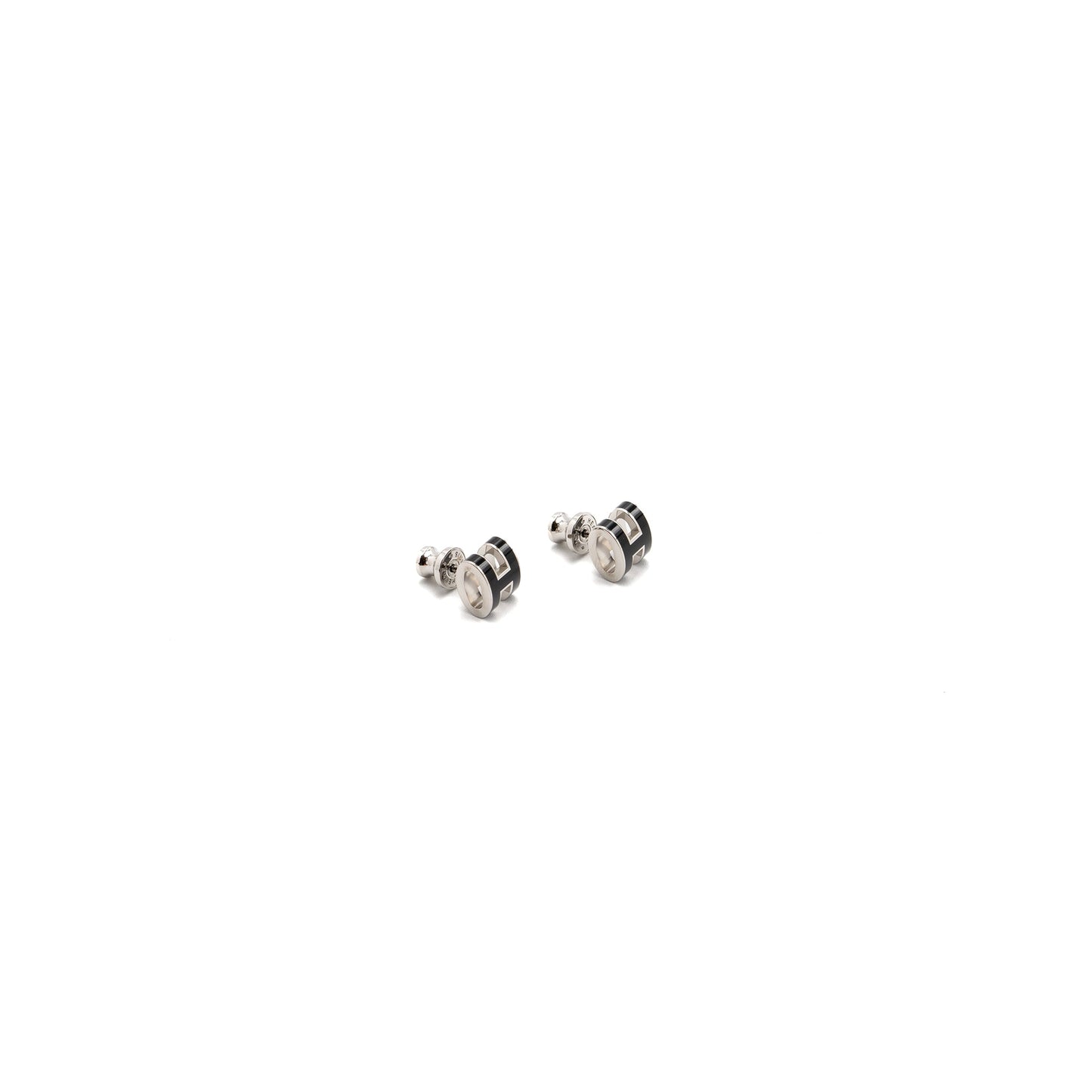Hermes Mini Pop H Earrings Black SHW
