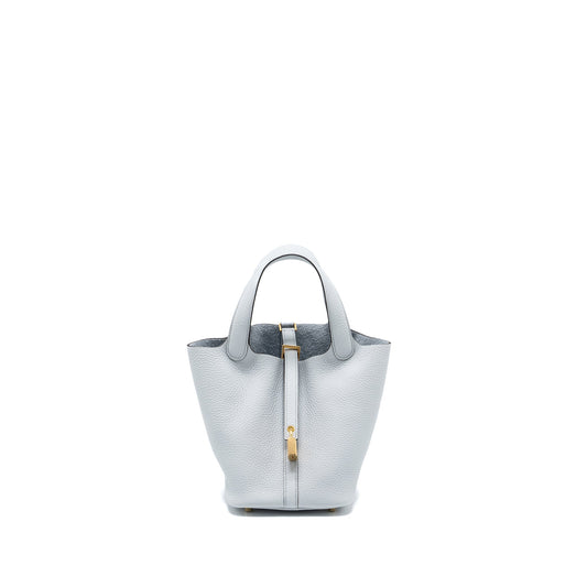 Hermes Picotin 18 Lock bag Clemence Blue Pale GHW stamp B