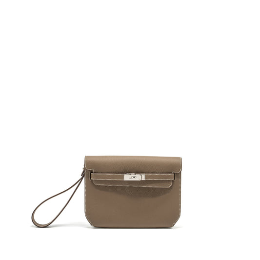 Hermes Pochette Kelly Depeches 25 Togo Etoupe SHW Stamp U
