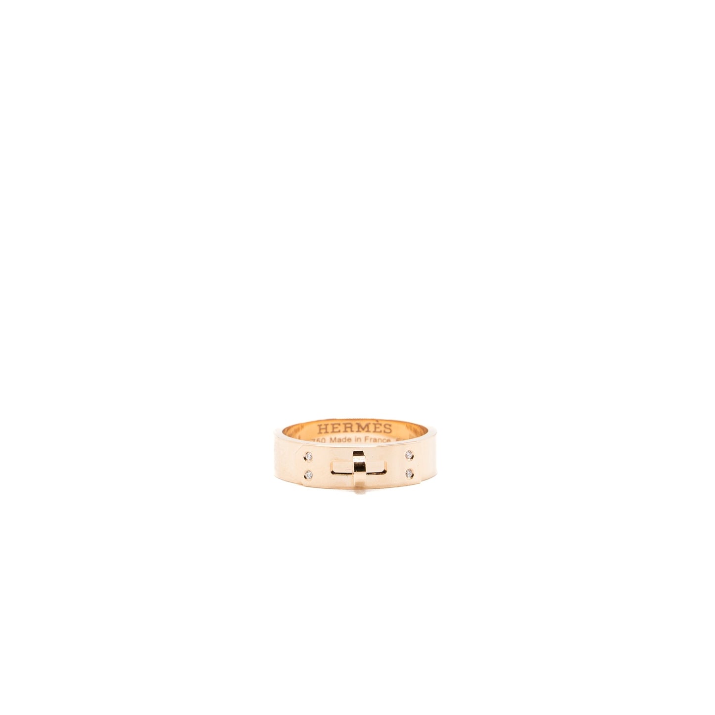 Hermes size 54 Kelly ring, small model rose gold with 4 diamonds