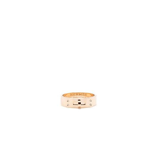 Hermes size 54 Kelly ring, small model rose gold with 4 diamonds