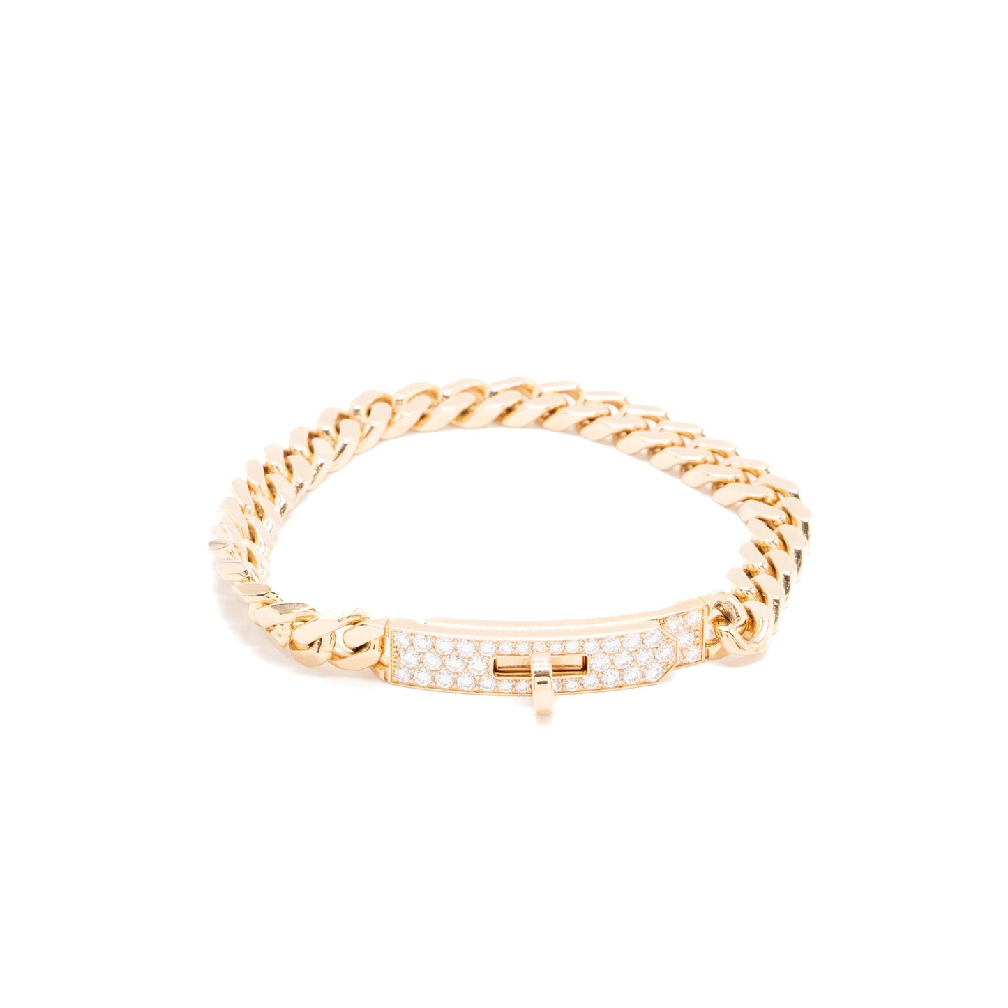 HERMES SIZE ST KELLY GOURMETTE BRACELET ROSE GOLD DIAMONDS