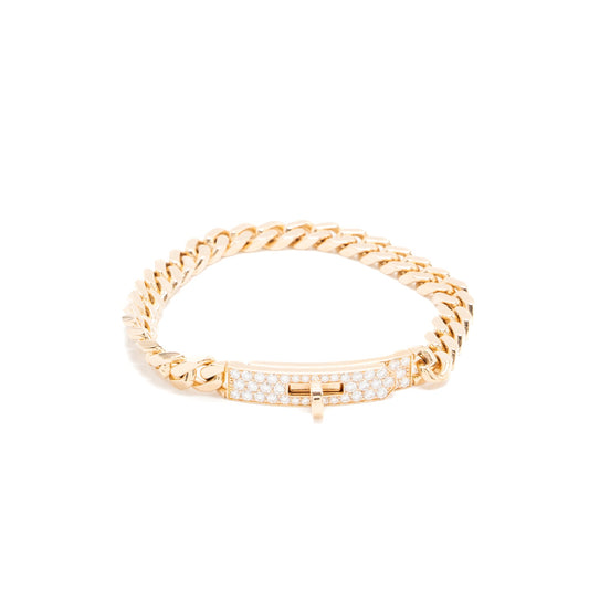 HERMES SIZE ST KELLY GOURMETTE BRACELET ROSE GOLD DIAMONDS