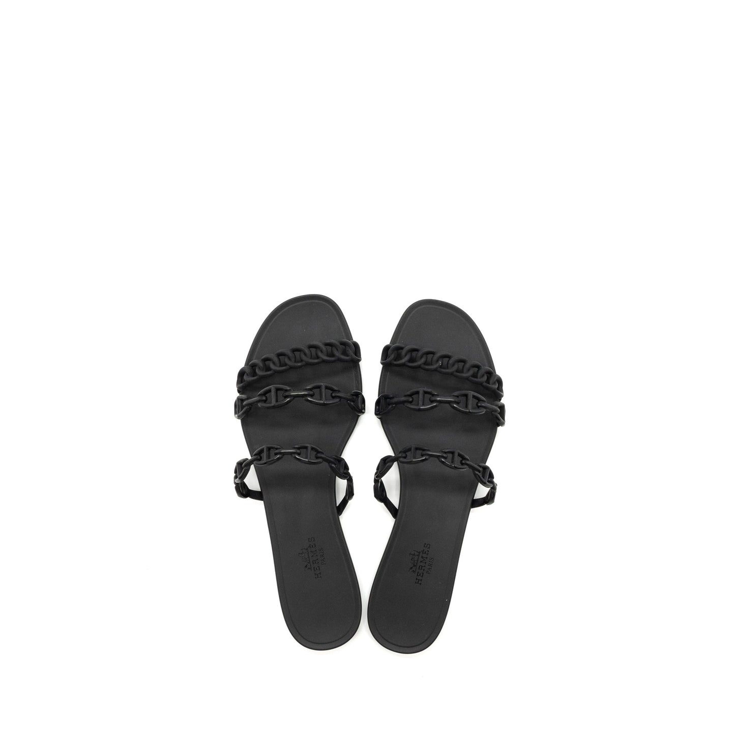 Hermes Size 38 Chaine D’Ancre Rivage Sandals Black