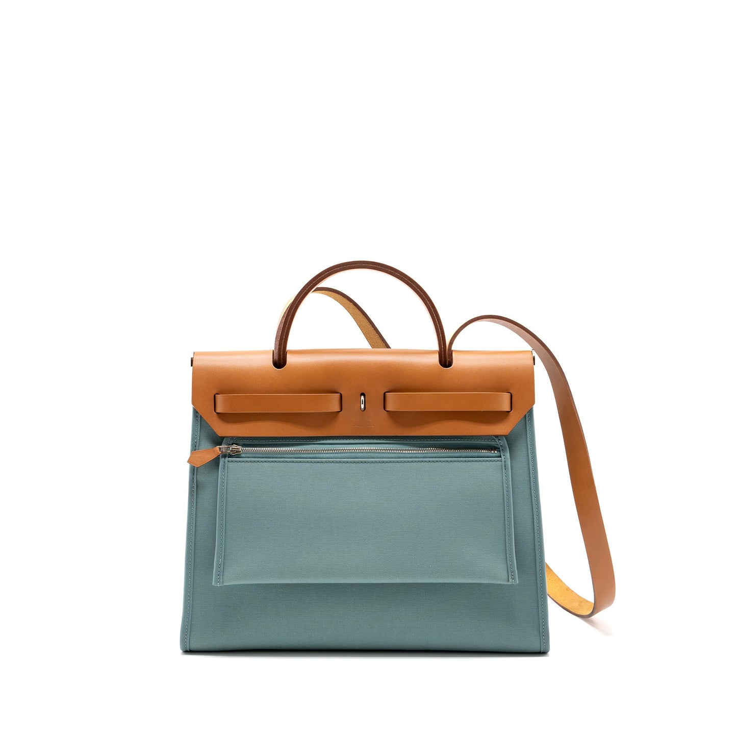 Hermes Herbag 31 Zip Bag light Blue Hunter/Canvas SHW Stamp Square R